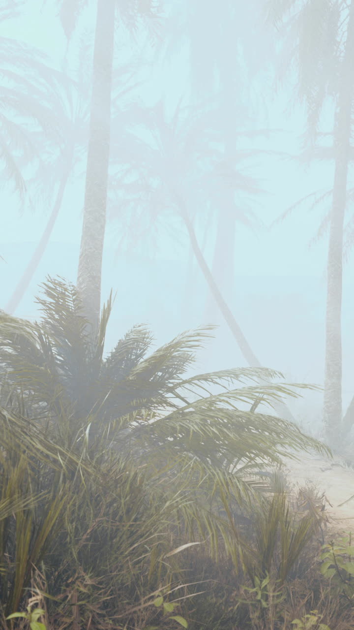 안개 인 열대 정글