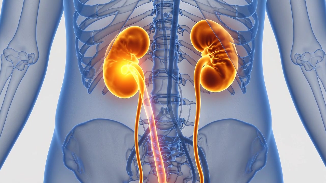 Human Urinary System Anatomy Renders Showing Kidneys Bladder and Ureters