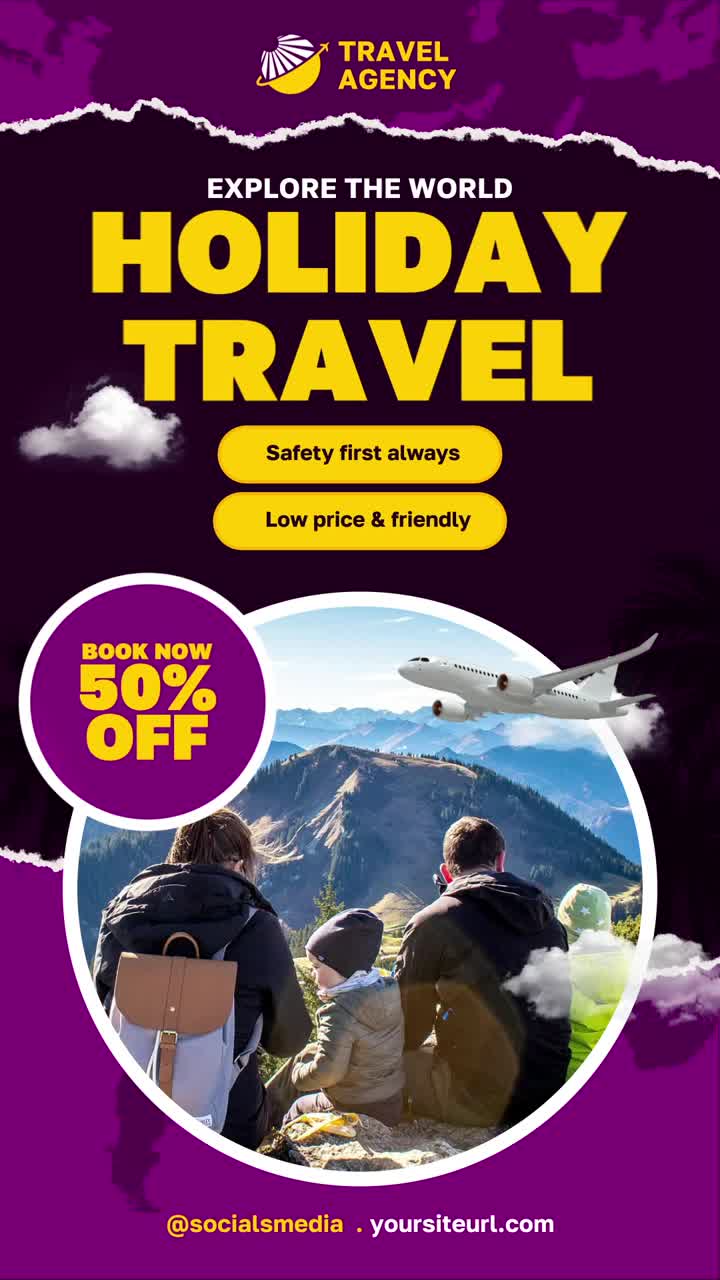 Family Looking at Mountain Landscape for Holiday Travel Promotion