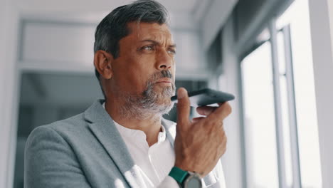 Business-man,-smartphone-and-speaker