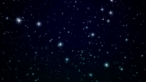 stars in the blue night sky. looped animation. beautiful night with twinkling flares.