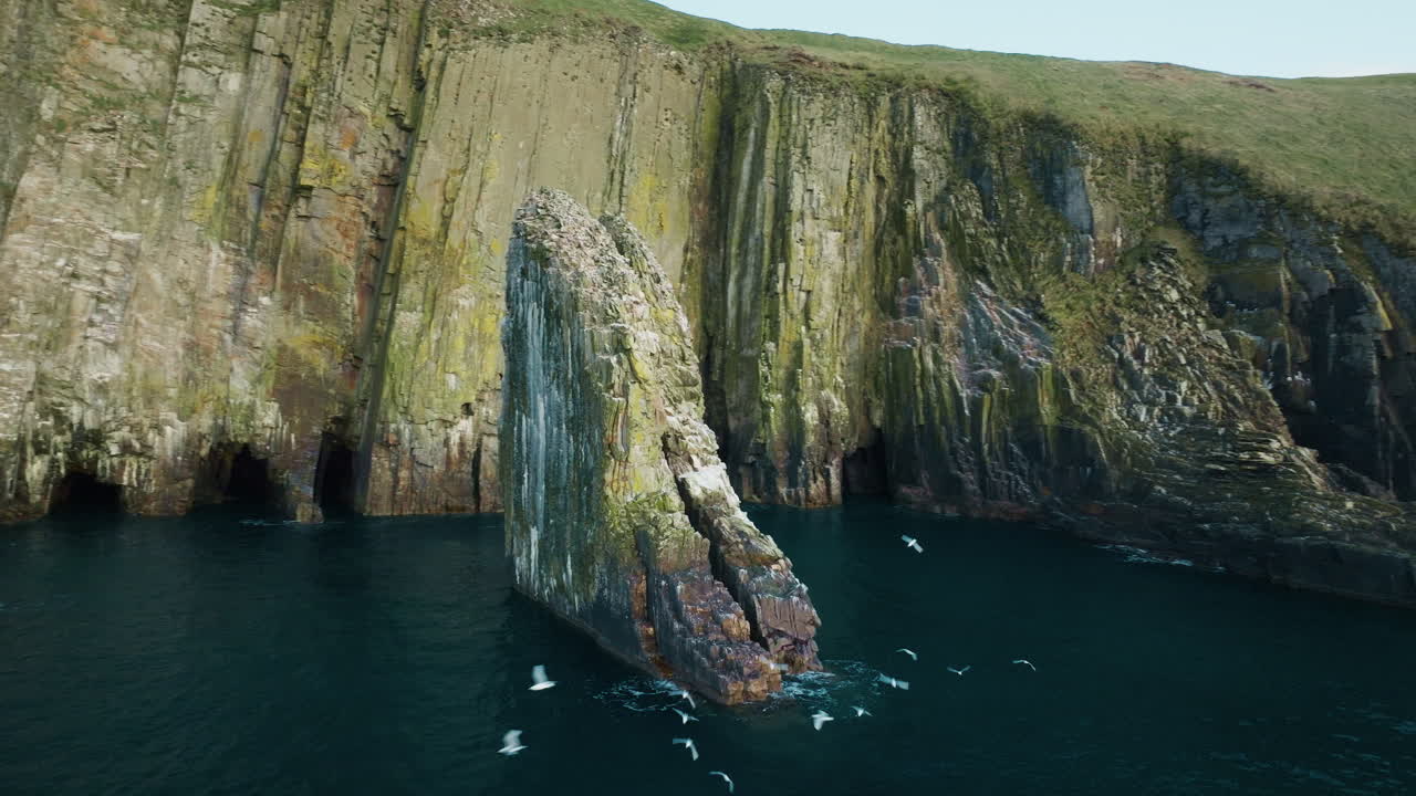 Drone shot of Old Head of Kinsale cliffs, County Cork, Ireland 07