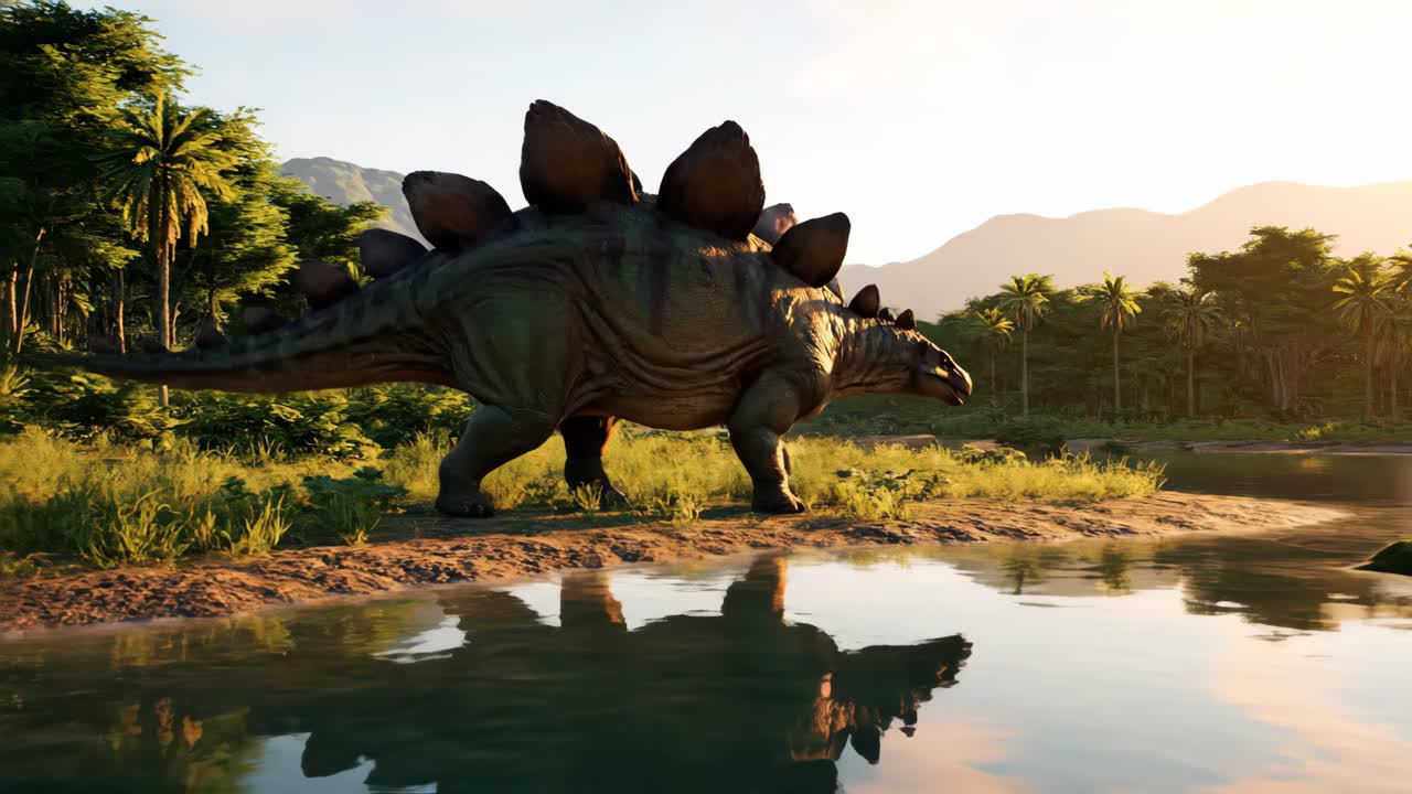 Stegosaurus in a Prehistoric Landscape