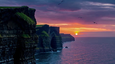 majestic sunset over the cliffs of moher, ireland