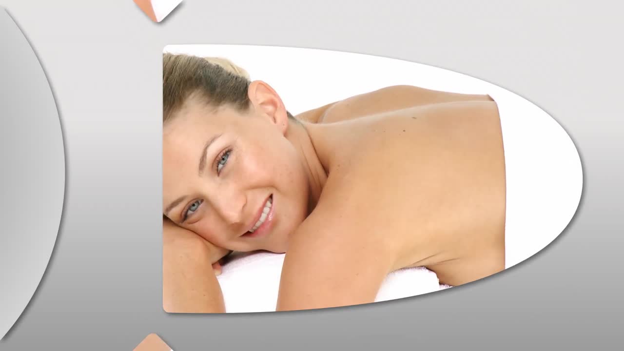 Montagem de uma mulher bonita a desfrutar de um tratamento de spa