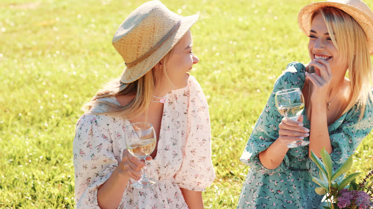 두 친구 가 공원 에서 피크닉 을 즐기고 있다