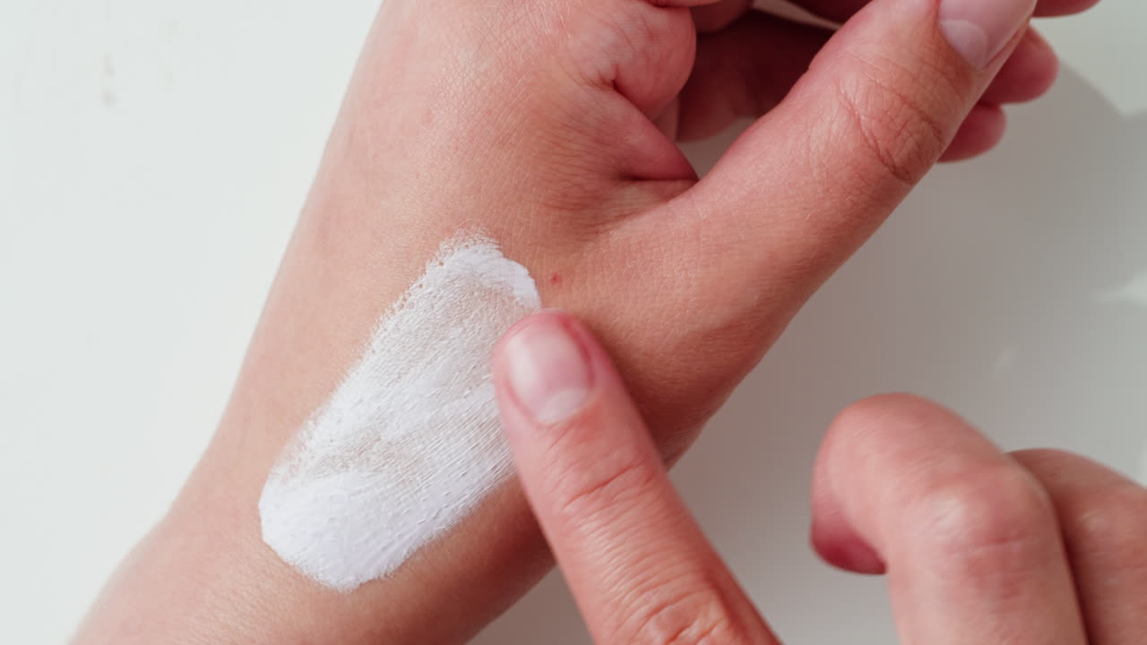 aplicación de crema en las manos