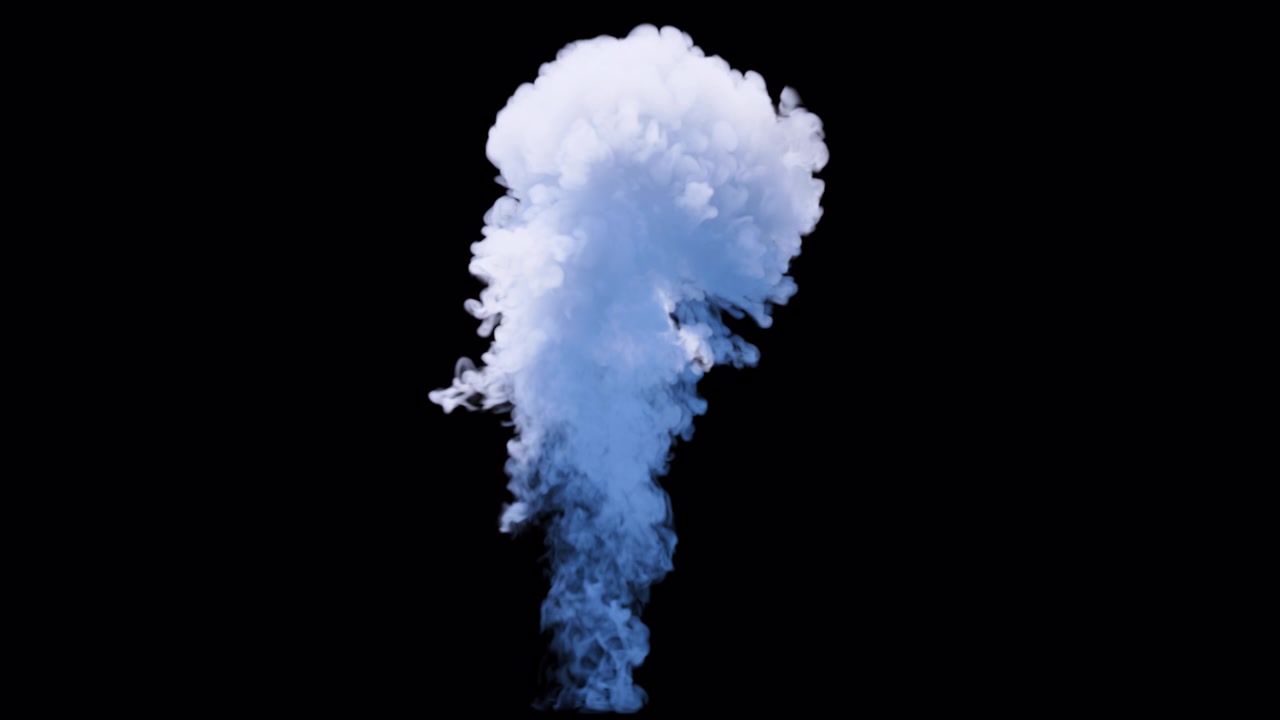 Explosion av blå rök på transparent bakgrund