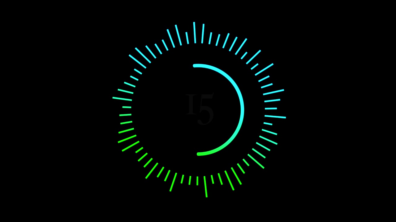 Circular Countdown Timer Animation from 30 Seconds on Black Background