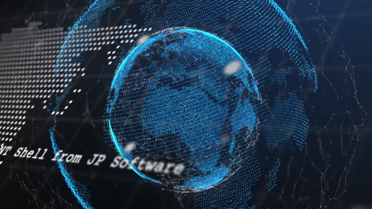 빛나는 연결망을 가진 지구의 디지털로 생성된 이미지