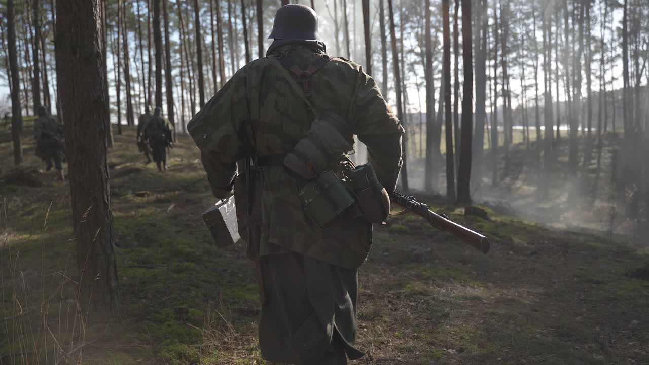 German Soldier in World War II Forest Setting