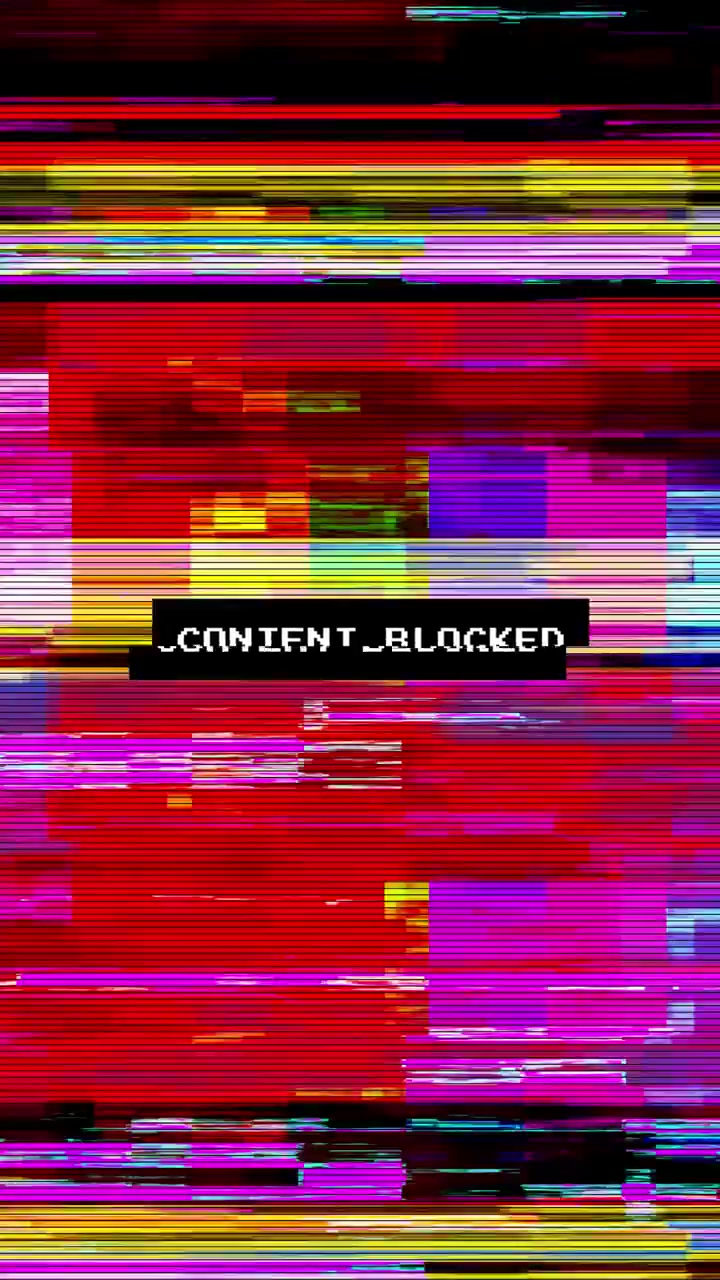 Digital Glitch Effect with Content Blocked Warning Message