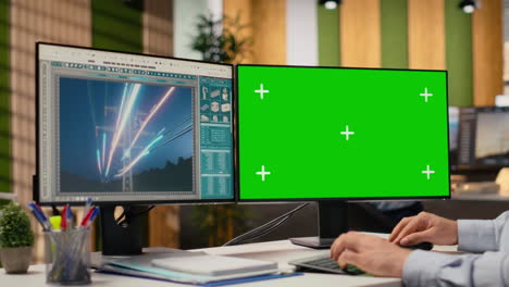 Engineer Looking At Power Lines Analytics Dashboard On Isolated Screen Pc