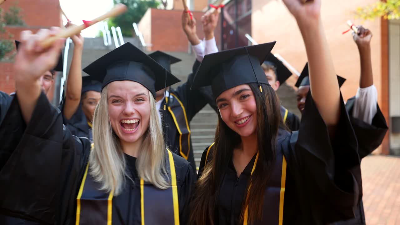 Studenti laureati festeggiano con i diplomi