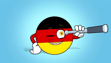 cartoon icon flag federal republic of germany look through a telescope with face animation