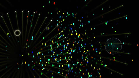 animation of fireworks and confetti on black background