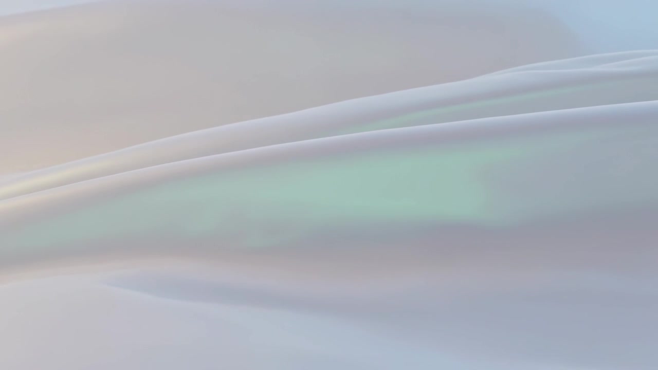 Frame sequence starting with pale green gradient, shifting sheer ribbon sliding right, soft folds