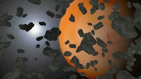 3D-Animation-Des-Asteroidengürtels-Im-Weltraum