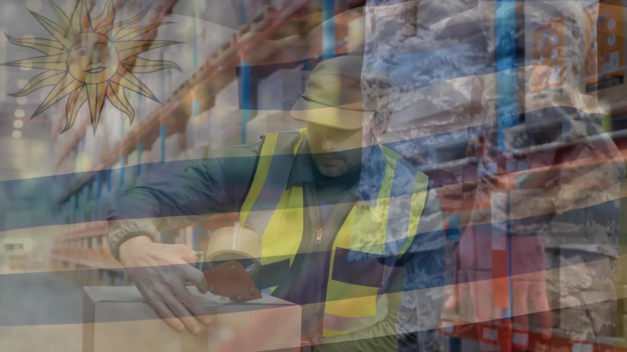 Animazione della bandiera USA che simboleggia il networking globale e la tecnologia dell'educazione.