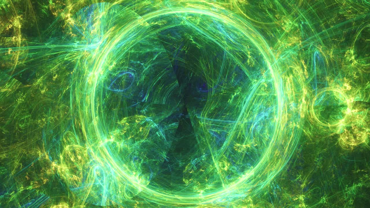portal de vórtice verde a otra dimensión fractal abstracto
