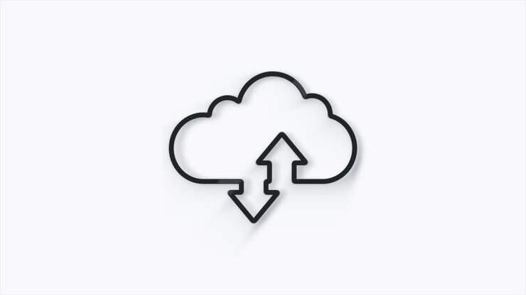 Cloud download og upload 3D-ikon isoleret på hvid baggrund. 4K