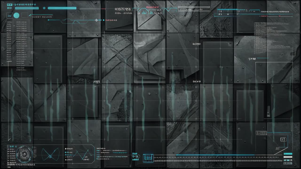 Futuristic Digital Interface with Data Visualization and HUD Elements