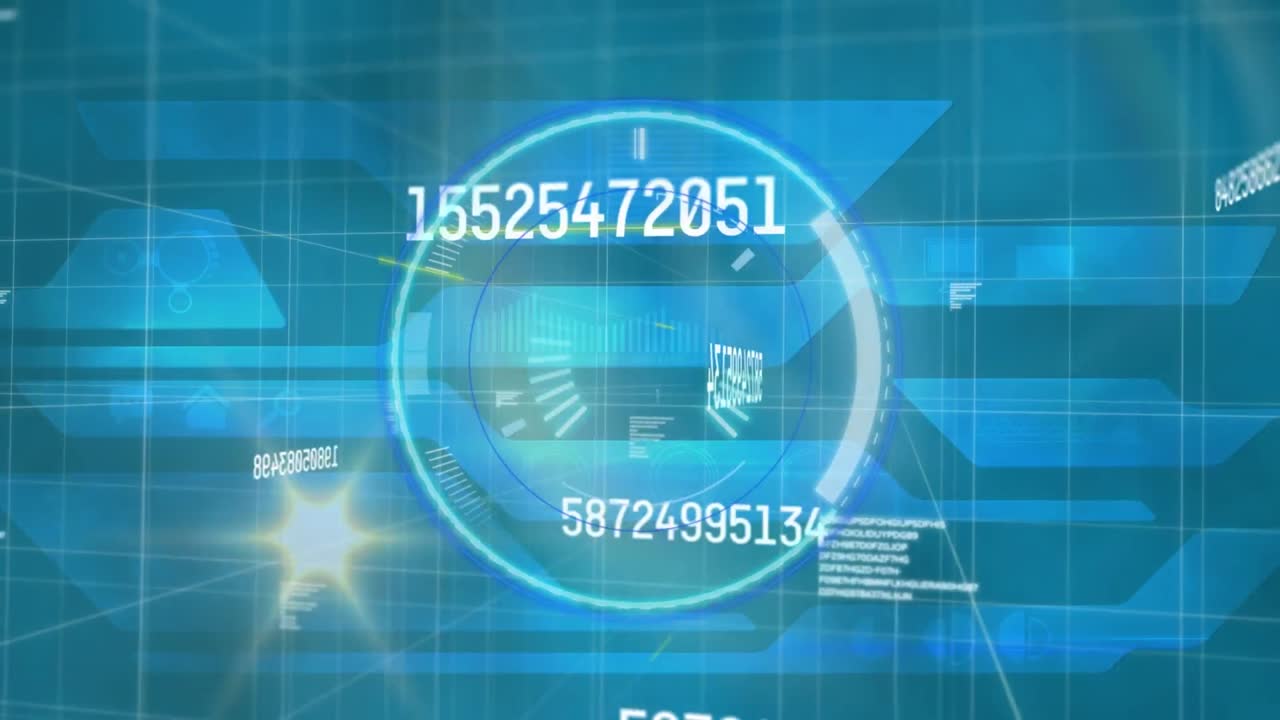 프로세싱 서클의 애니메이션, 파란색 공간에서 숫자와 불빛을 변경