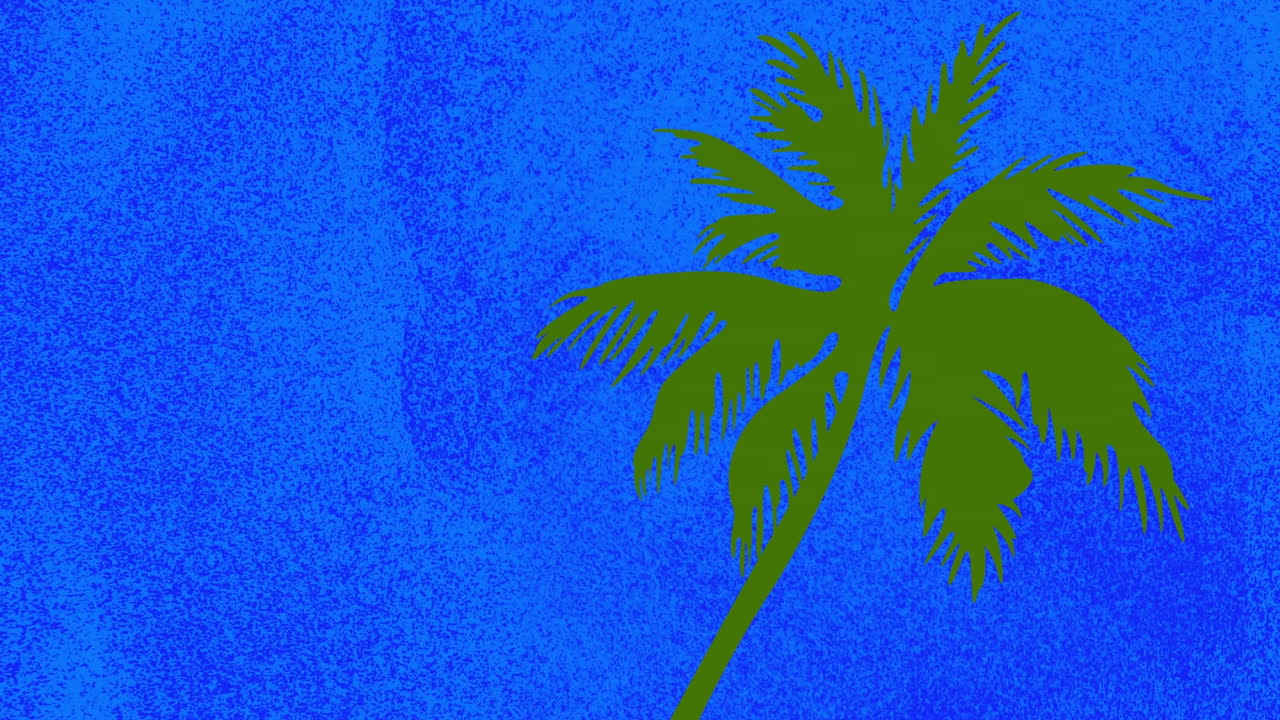animación de una palmera sobre un fondo azul