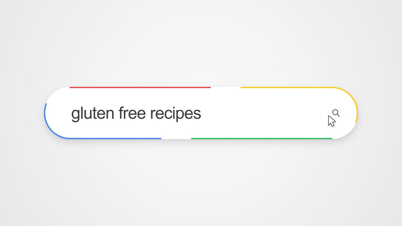Gluten-Free Recipes On An Internet Search Engine On A Computer Interface. Online Food Discovery And Dietary Recipe. Close-up Shot
