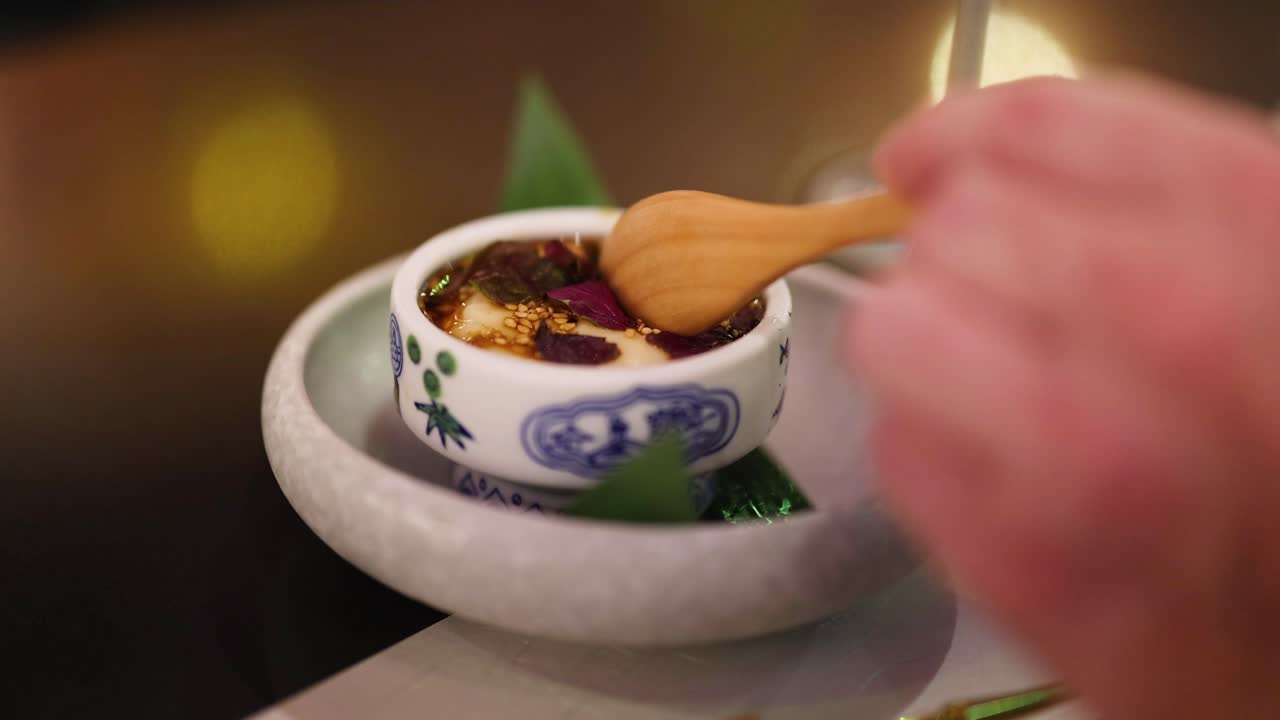 Scooping and serving a sweet dessert delicacy