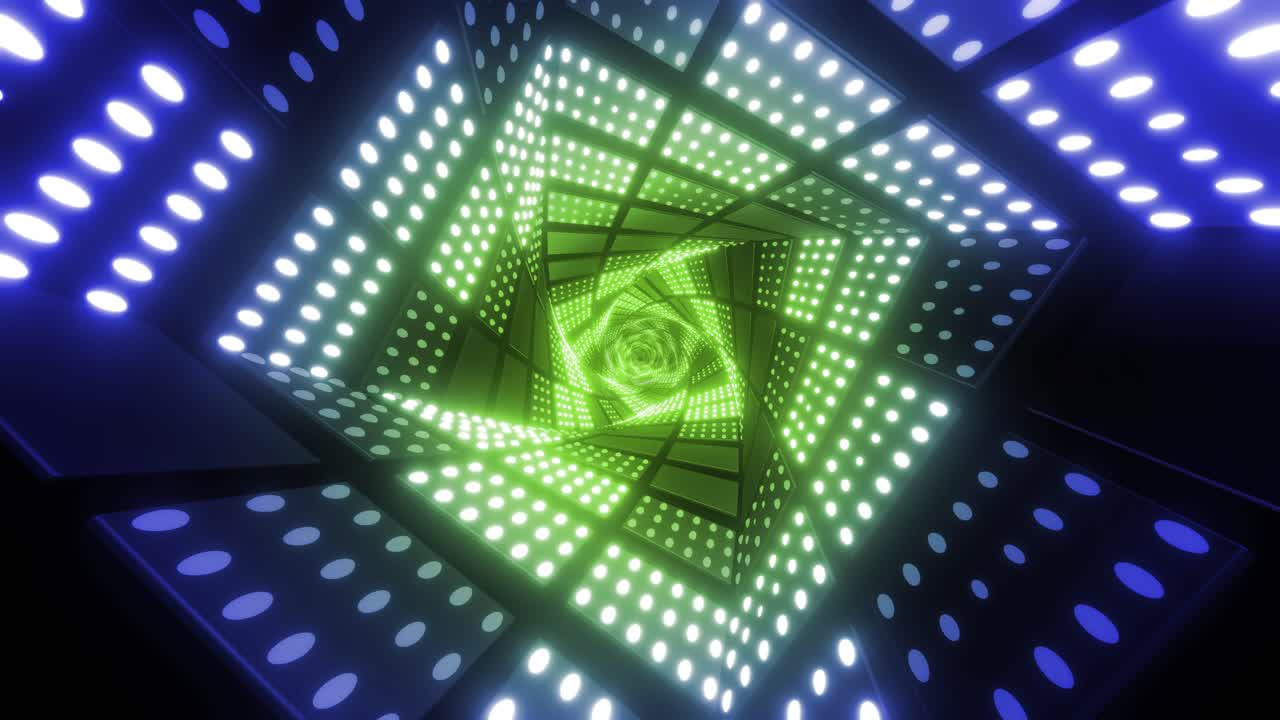 Abstract Neon Tunnel with Glowing Lights