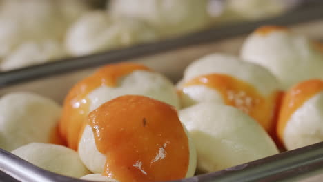 Fresh dumplings poured with delicious tomato sauce
