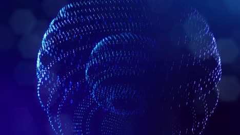 fondo de bucle 3d, concepto de procesamiento de datos digitales, cálculo y visualización de la computación. contadores de números en filas de líneas en esferas. información digital azul bg con números. bg de ciencia ficción.