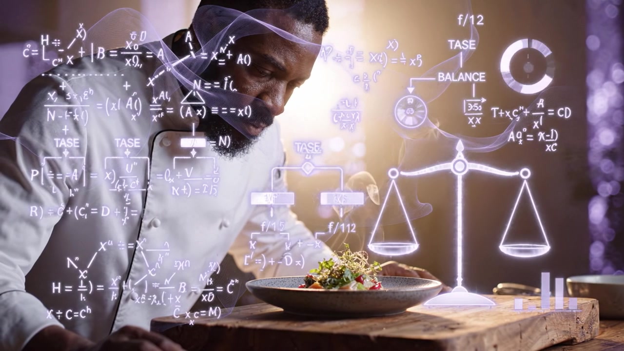 A skilled chef meticulously plating a gourmet dish, showcasing culinary artistry and creativity as steam rises from the vibrant food, highlighting presentation and technique.