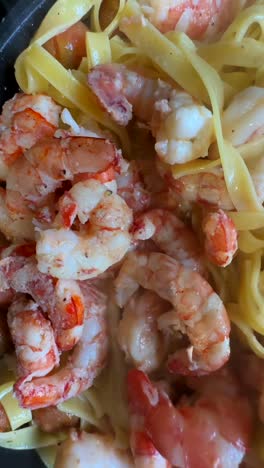 shrimp and lobster pasta cooking