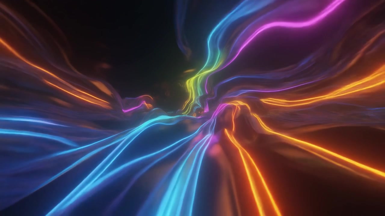 Abstract Motion Background with Glowing Neon Light Trails