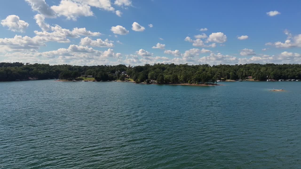 Drone view of Pilgrims Mill boat launch on Lake Lanier in Georgia 4K