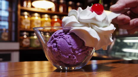 creating a colorful ice cream sundae