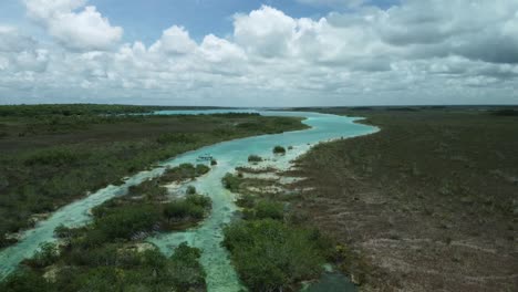 在 los rapidos de bacalar 河流中拍攝的空中無人機