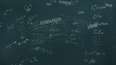 Animation-of-numbers-and-mathematical-equations-on-black-background