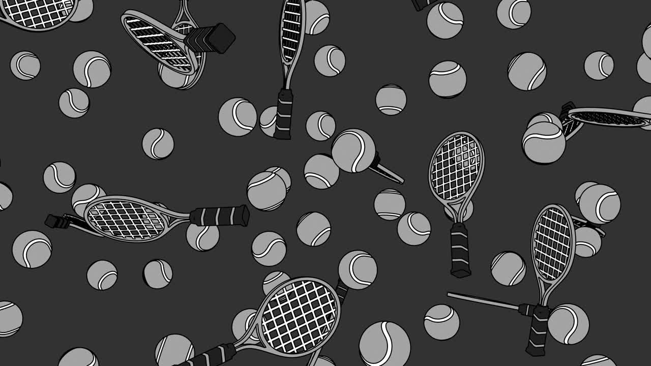 회색 바탕에 회색 테니스 공과 테니스 라켓을 그린 스타일입니다.