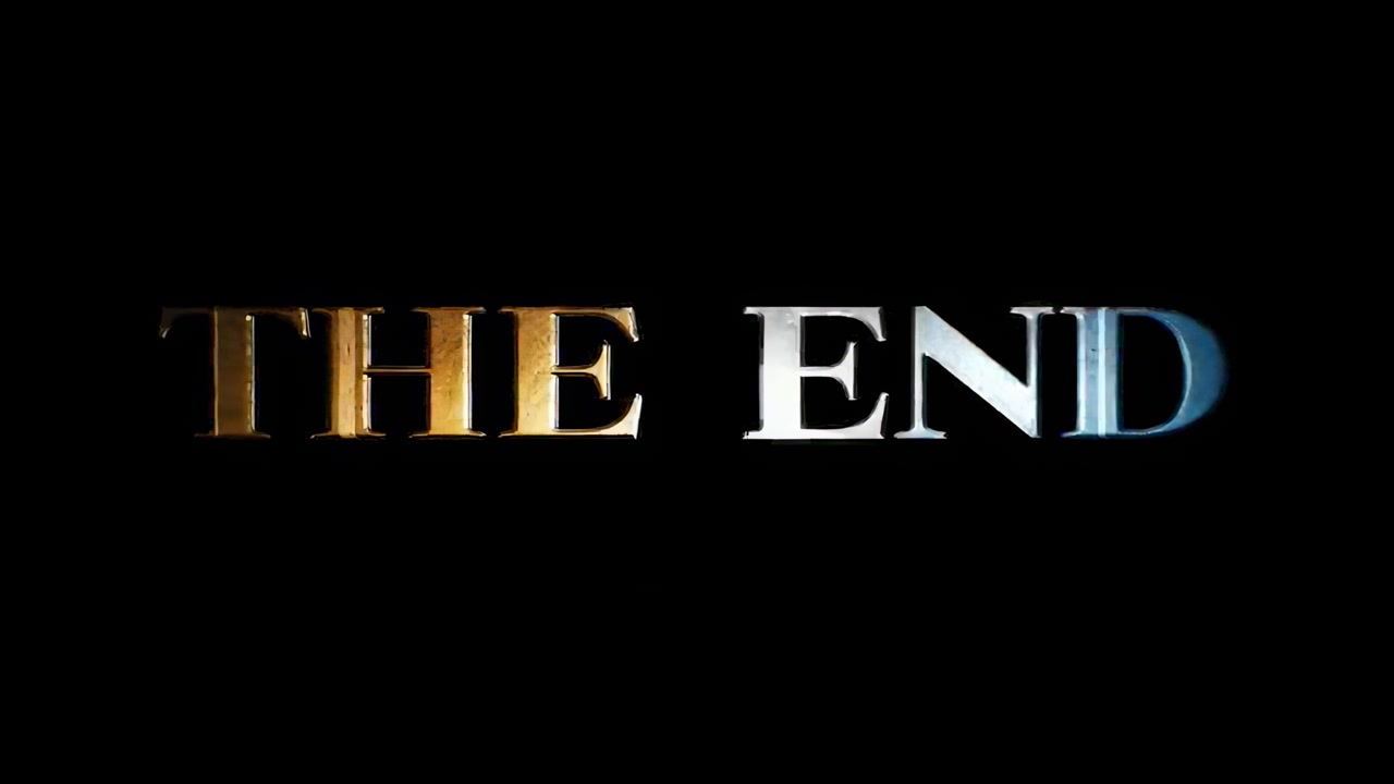 Cinematic The End Title Card with Metallic Texture