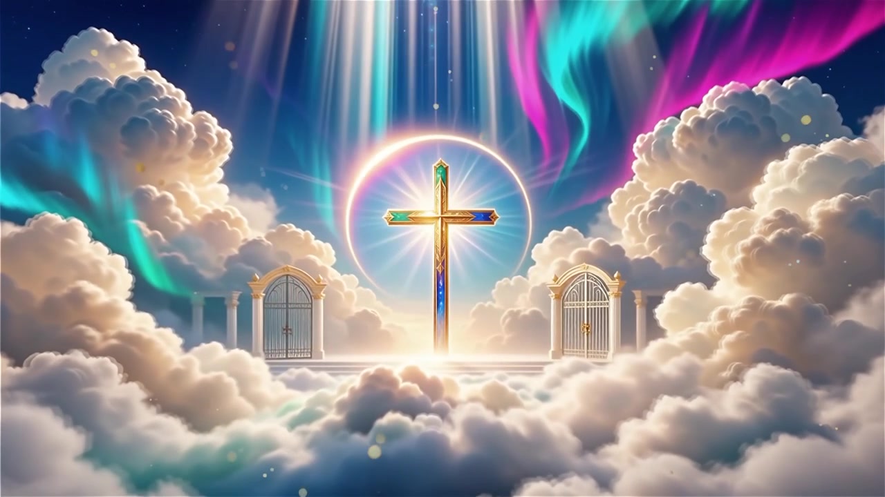 Christian Cross Heavenly Light Worship Background