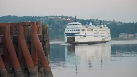 ferry pulling into harbour at nanaimo, vancouver island