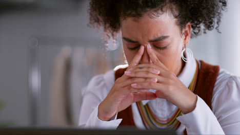 stress, frustrated and business woman in office