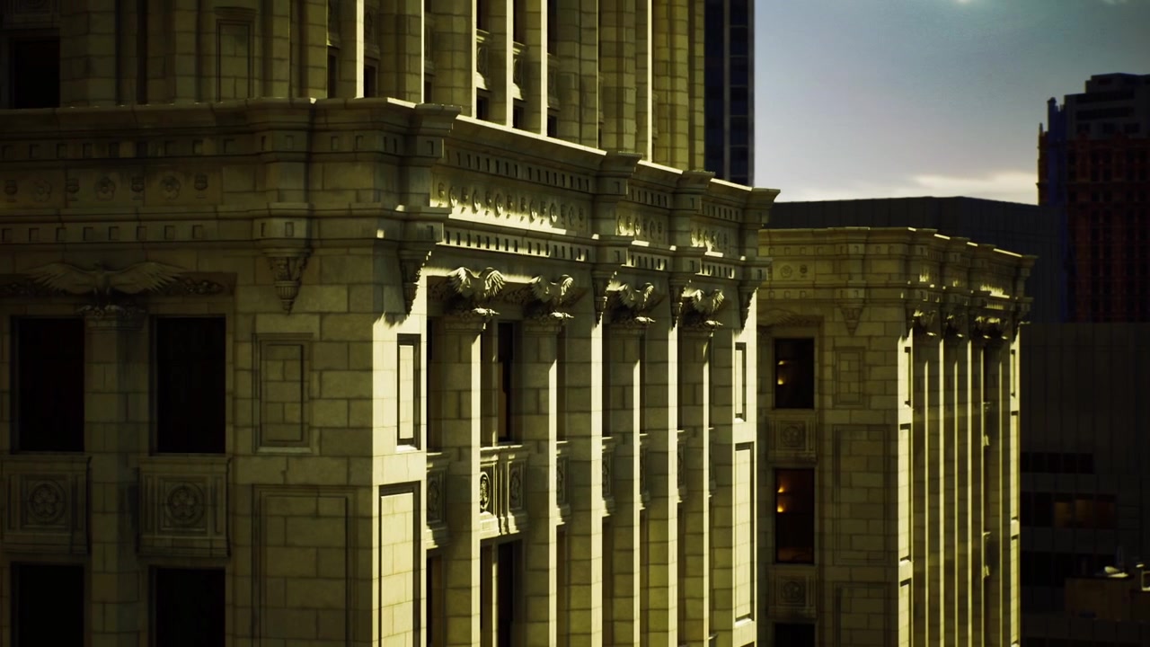 Vista convidativa ao crepúsculo com arquitetura histórica e luzes cintilantes da cidade