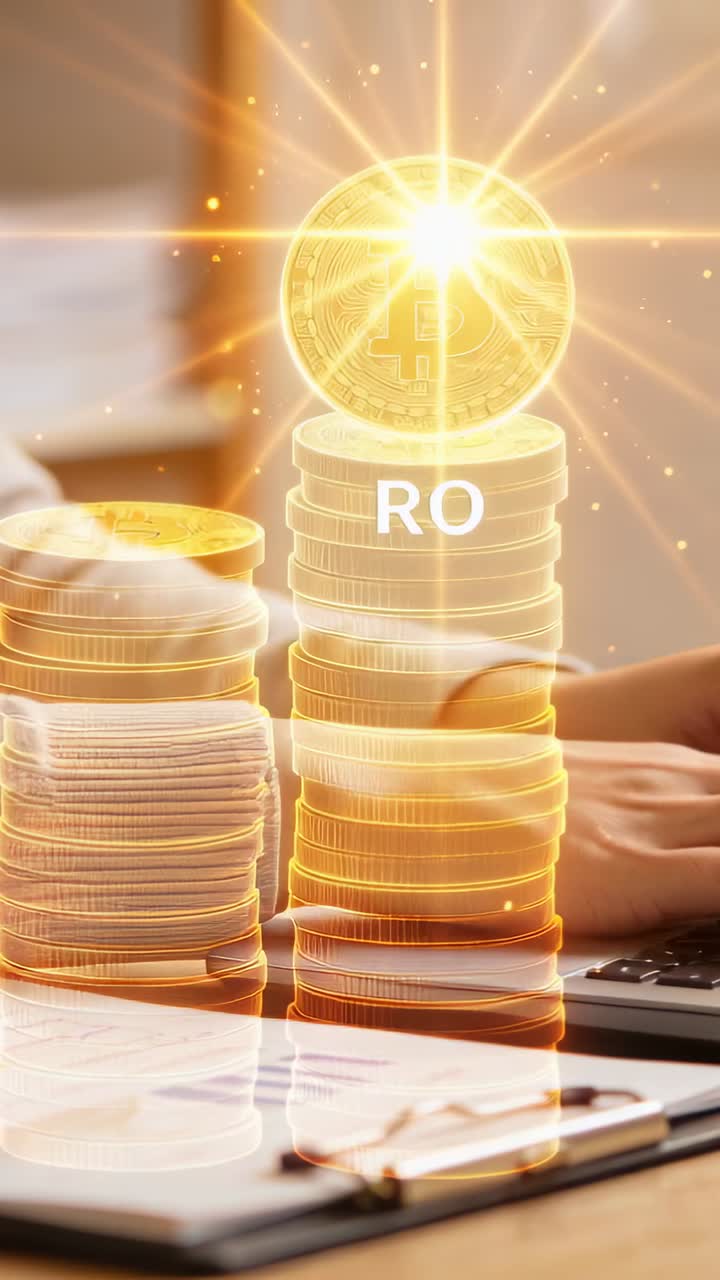 Hands typing on laptop causing Bitcoin stack brightening and showing crypto gains for creators