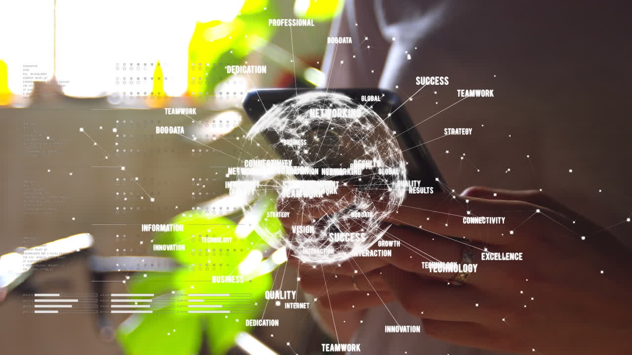 Globe spinning with data and connection network