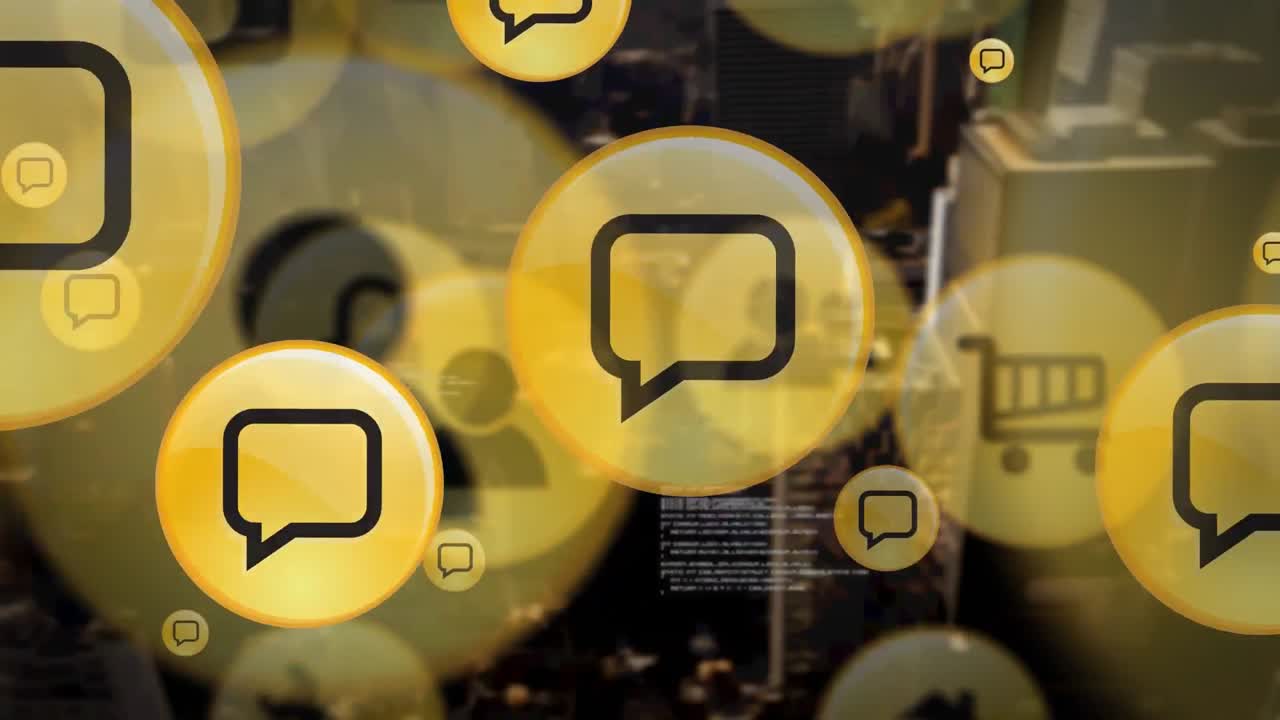 animación de iconos sobre el paisaje urbano