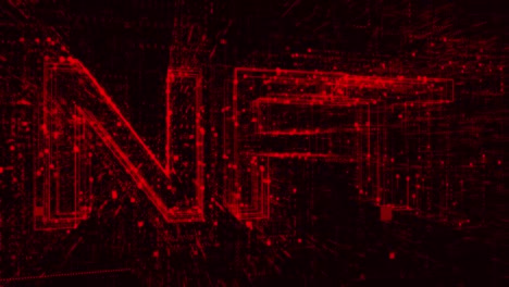 nft inscription made of red binary code particles animation. future network technology. nft metaverse concept. 4k